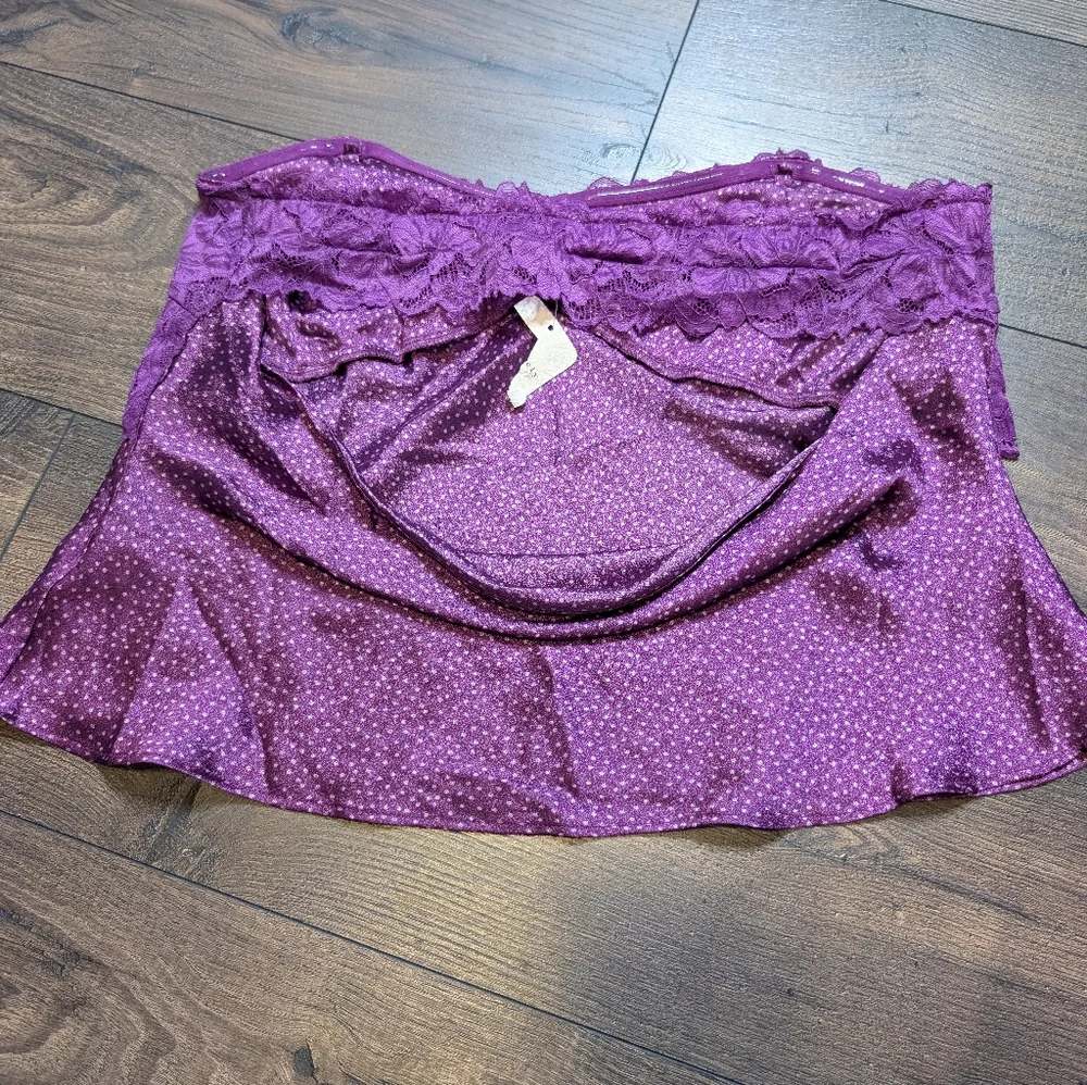 Free People Y2k All Dressed Up Lace Polka Dot Strapless No Straps Size L‎